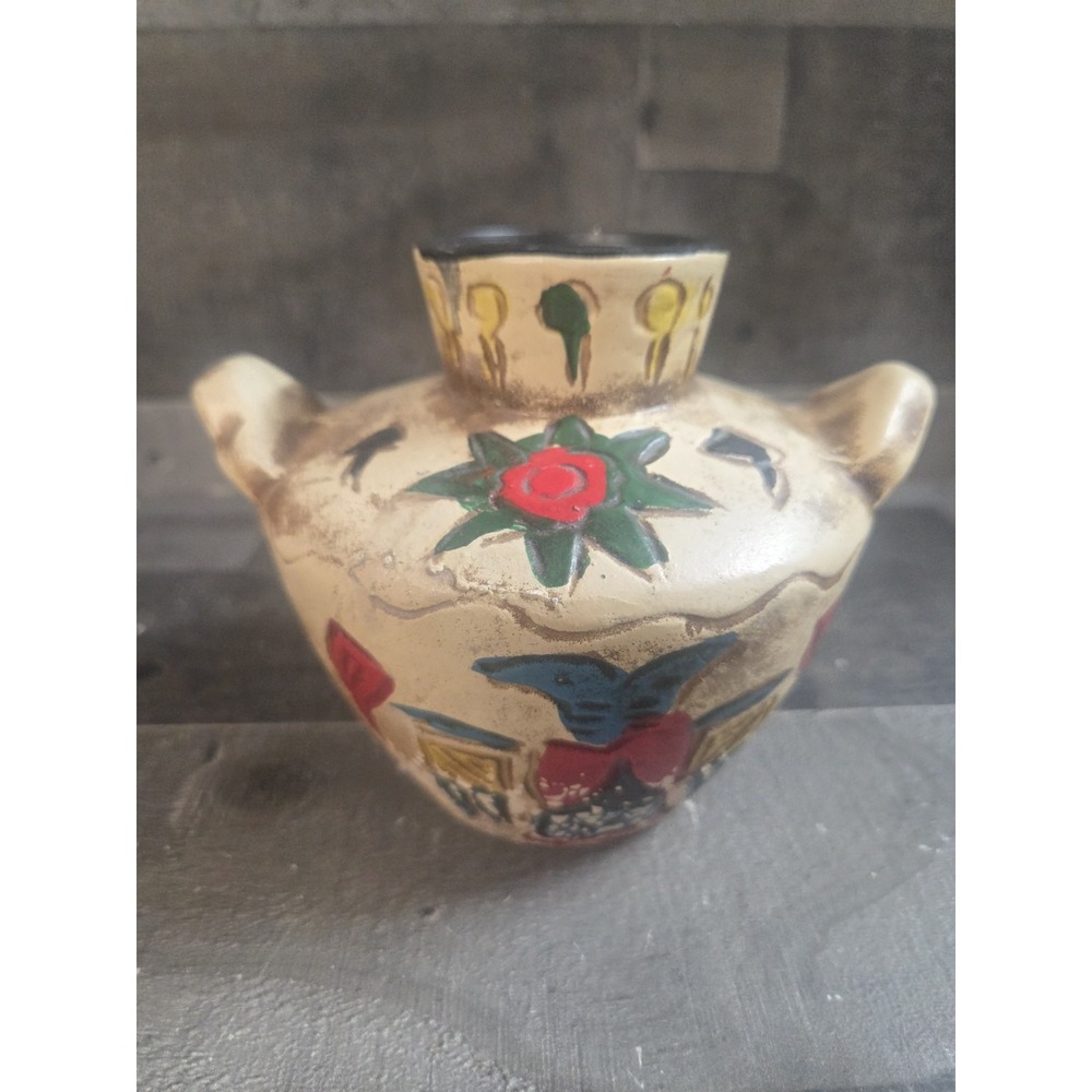 Vtg Southwestern Native American Clay Vase Hand Painted Decorative 5"H - Picture 2 of 5